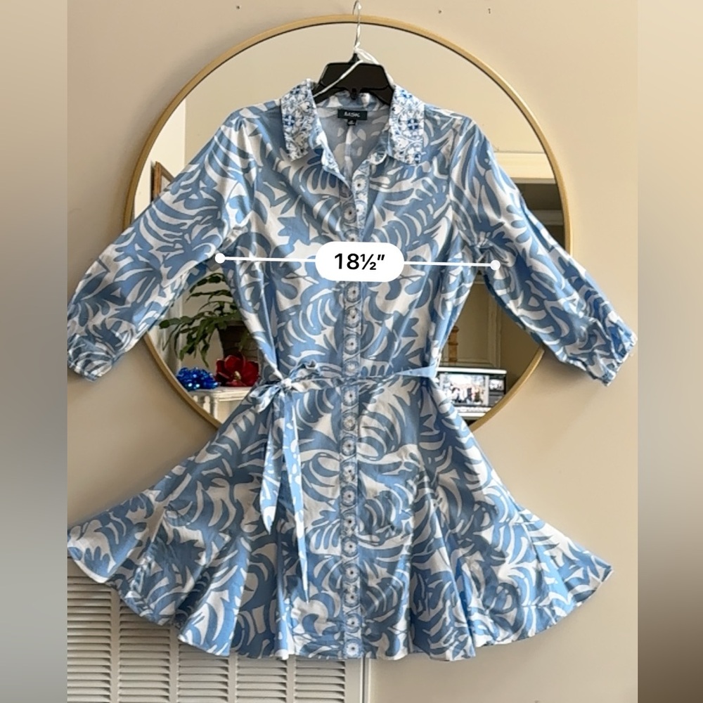 MSK Blue and White Patterned Dress - Picture 4 of 5